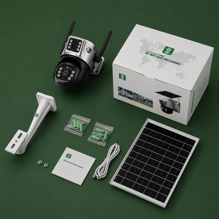 4K Wireless Solar Security Camera with Dual Lens & Night Vision