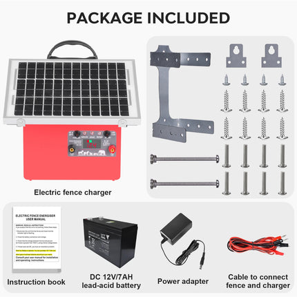 Solar Electric Fence Charger with 0.5 Joule Power & Built-In Battery – 20 Mile Coverage