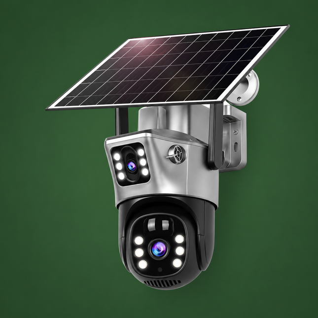 4K Wireless Solar Security Camera with Dual Lens & Night Vision