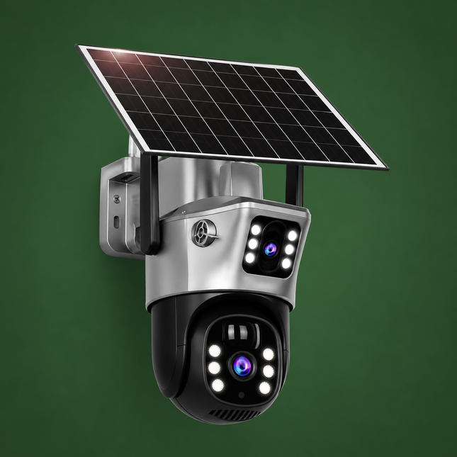 4K Wireless Solar Security Camera with Dual Lens & Night Vision